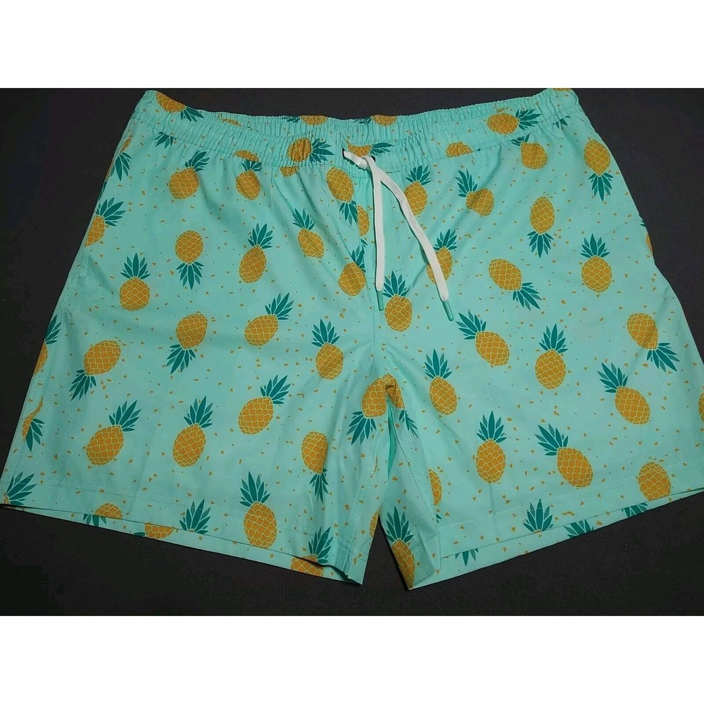 Members Resort Swim Trunks Men XXL Green Pineapples Cruise Lined Swim‎ Beach